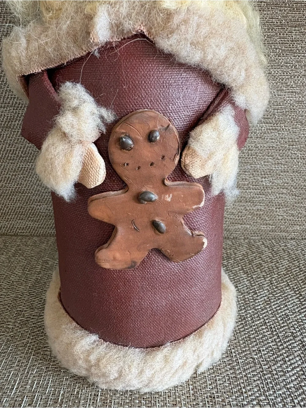 Handmade Primitive Style Folk Art Santa Claus Figurine 1992 Gingerbread Xmas